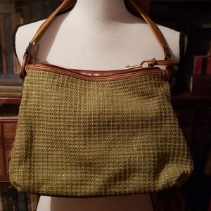 FOSSIL GREEN FABRIC HANDBAG